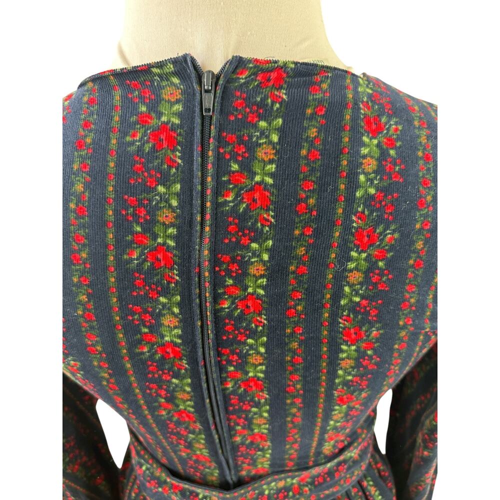 Vintage Laura Ashley Corduroy Square Neck Puff Sleeve Dress Cottagecore Prairie - Picture 12 of 16